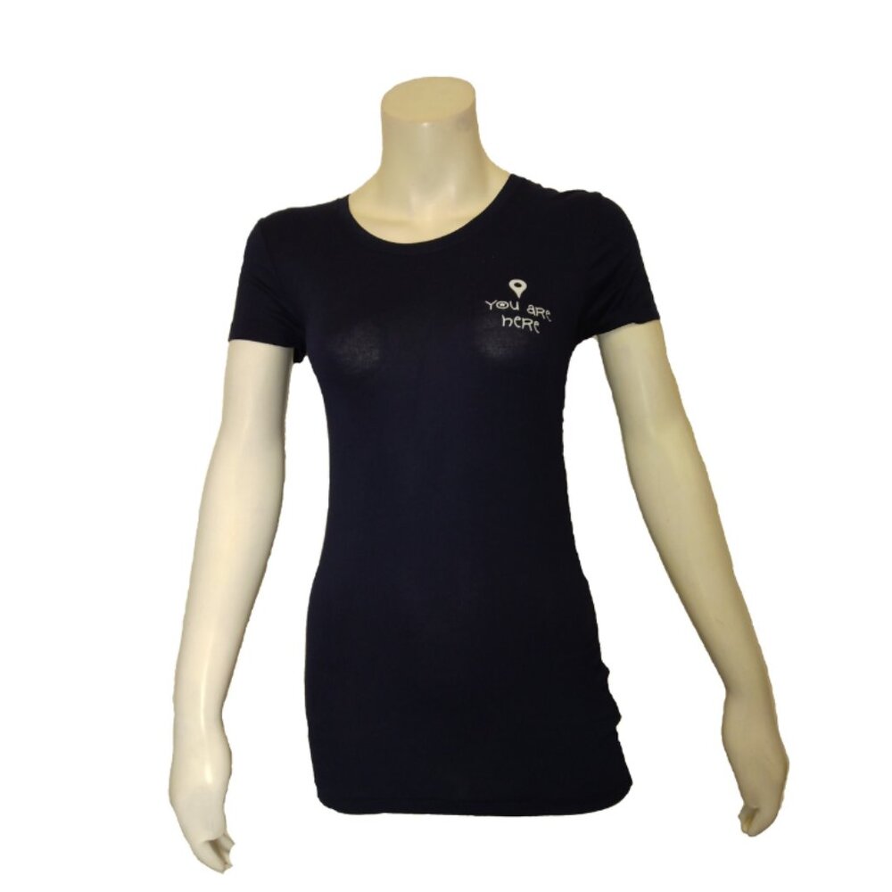 Women Navy "MapQuest" Short Sleeve Shirt
